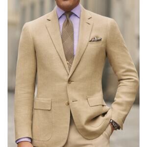 Lauren Ralph Lauren Black Label Wool Blend Sport Blazer Tan Mens Size 48R